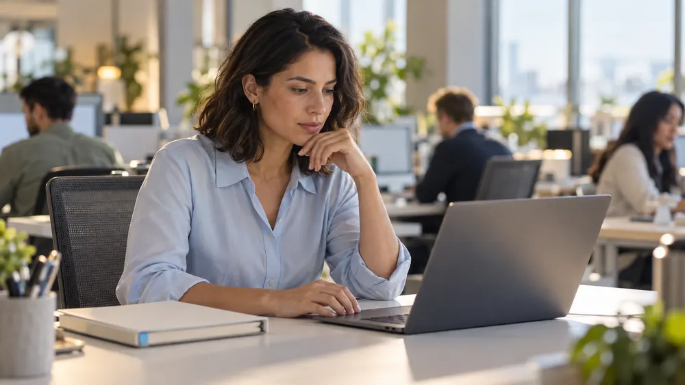 A person concentrating on their work.